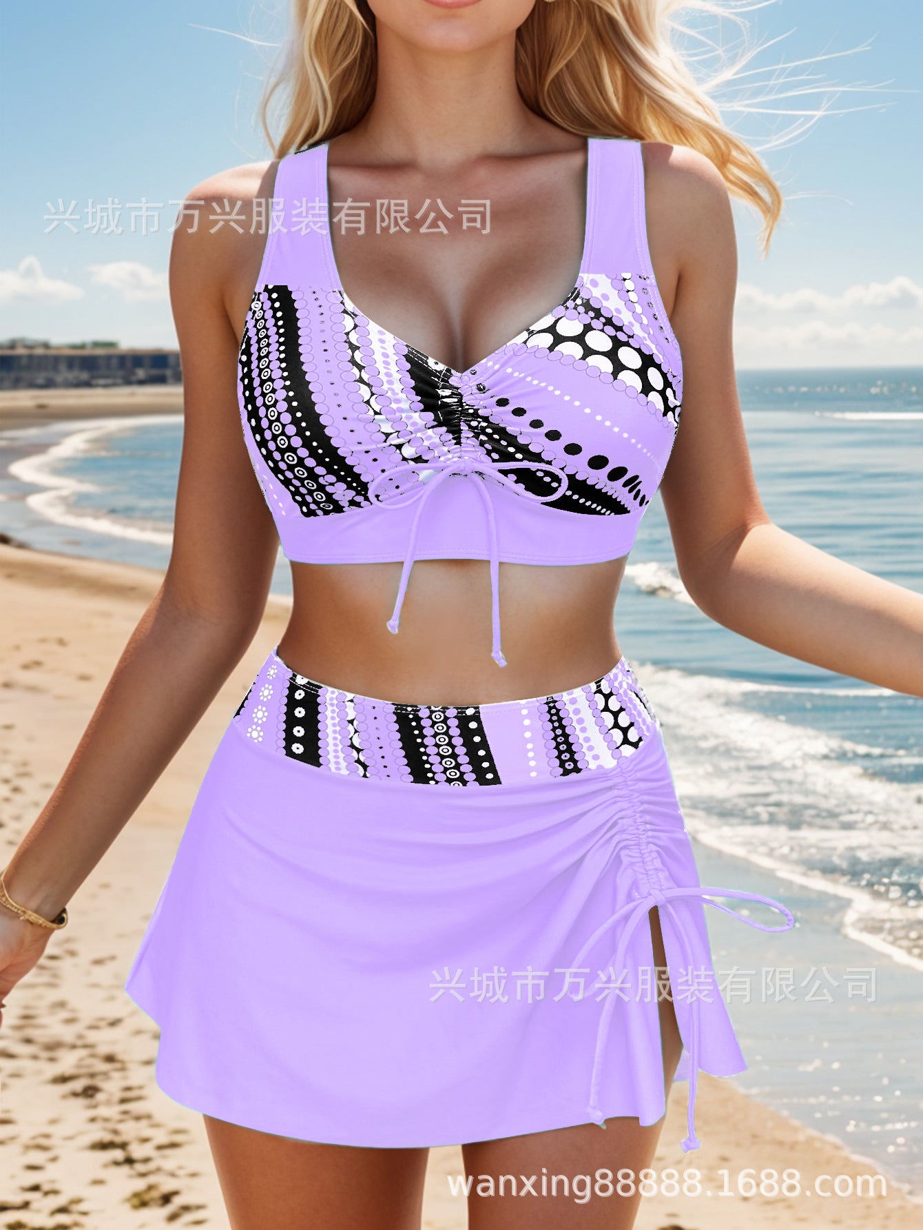 Vivalila🩱👙【S-2XL】Pohodlné dvoudílné plavky s potiskem a mašlemi