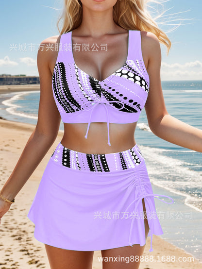 Vivalila🩱👙【S-2XL】Pohodlné dvoudílné plavky s potiskem a mašlemi