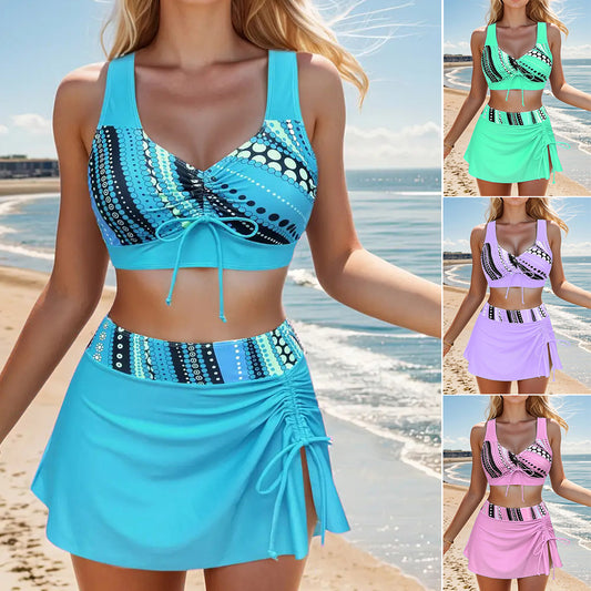 Vivalila🩱👙【S-2XL】Pohodlné dvoudílné plavky s potiskem a mašlemi
